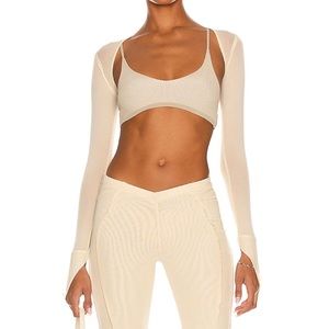 SOLD -Sami Miro Vintage V Cut Shrug Ivory